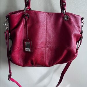 Tignanello Red Pebbled Leather Bag with adjustable strap , GUC